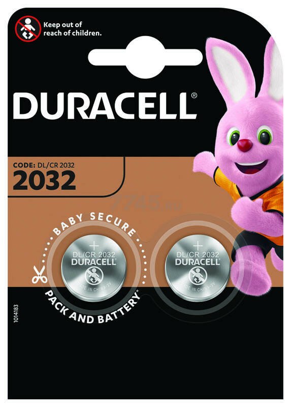 Батарейка DL/CR2032 DURACELL литиевая 3 В 2 шт.(5000394054967)
